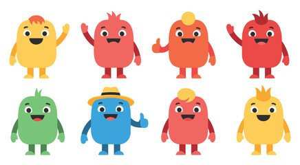 Obraz premium Colorful cartoon monsters set isolated on white background fun characters design