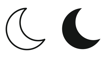 Crescent Moon Icons in Black and White