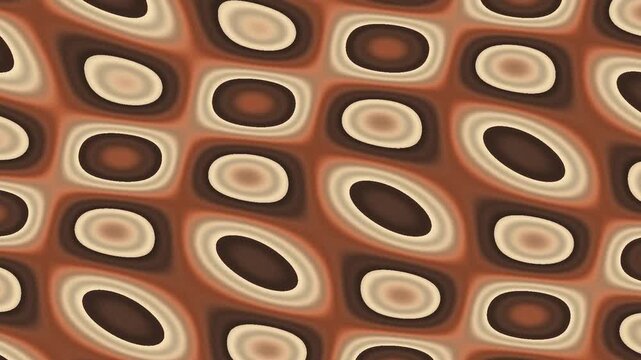 Abstract geometric pattern with repeating brown and cream concentric ovals creating optical waves!!!