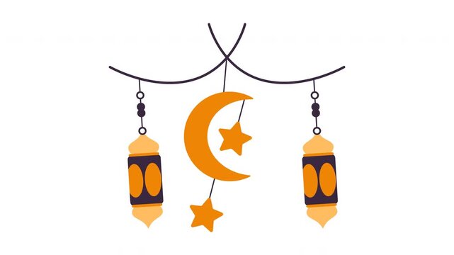 Ramadan Islamic Crescent Moon Lanterns Stars