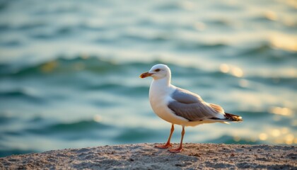 Fototapeta premium Seagull Standing on Beach
