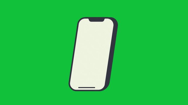 Minimalist 3D Smartphone Animation with Tilt Motion and Blank Screen on Green Screen Background for App Mockup