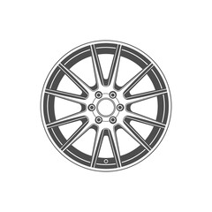 Detailed illustration of a car alloy wheel with a sleek design.
