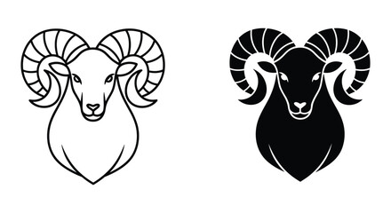 Obraz premium Ram and Goat Head Silhouettes