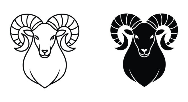 Ram and Goat Head Silhouettes
