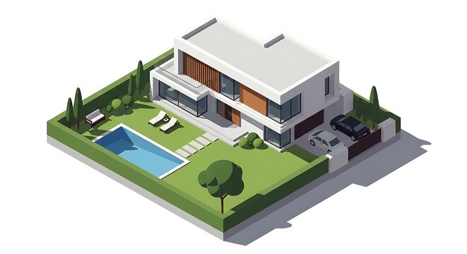 Modern house with swimming pool backyard.