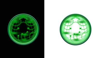 Green colour round swirl twirl motion creating a futuristic energetic effect light trails on png transparent  background.