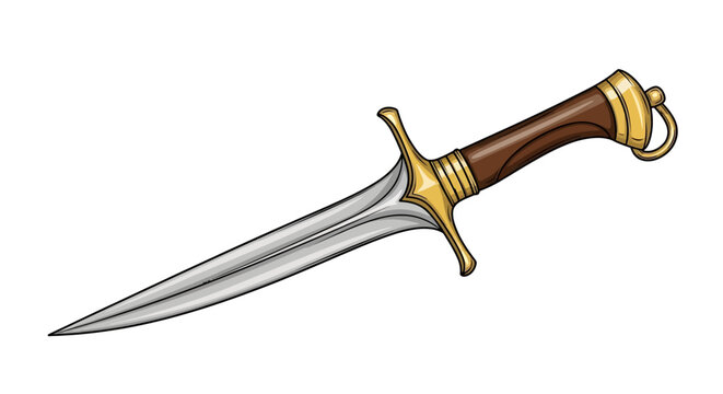 Dagger medieval knife gold guard sharp blade.