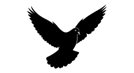 Obraz premium Silhouette of a Dove in Flight with Wings Spread Wide.