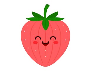 Fototapeta premium A cute cartoon strawberry with a smiling face