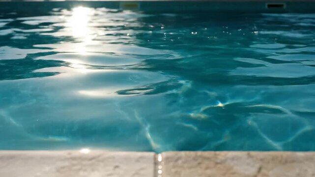 Sunlit pool water with ripples