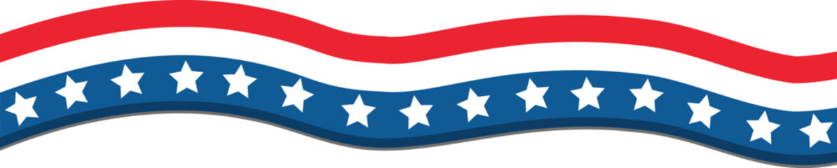 Wavy American Flag Ribbon Background flat design vector illustration
