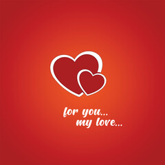 Red Hearts for Valentine's Day Love Flat Design Vector Illustration