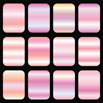 Metallic rose gold gradient collection. Vector rose gold foil texture. rose gold background set. Royalty free rose gold gradient colour
