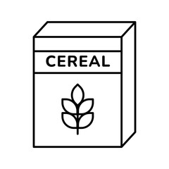 Breakfast cereal box package morning food line art icon
