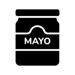 Creamy mayonnaise jar kitchen dressing solid glyph icon
