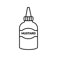 Yellow mustard bottle condiment sauce line art icon
