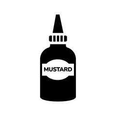 Yellow mustard bottle condiment sauce solid glyph icon
