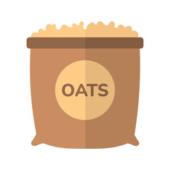 Oatmeal oats bag healthy breakfast flat color icon
