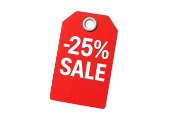 Red sale tag with 25 percent discount