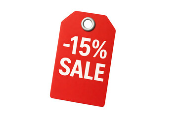 Red discount tag with 15 percent off sale