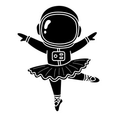 Ballet dancer in an astronaut costume. Astronaut icon in glyph style