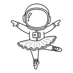 Astronauts Perform Ballet. Cute Astronauts icon in line style. Astronauts icon 