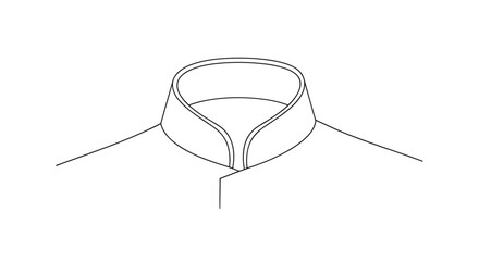 Minimalist line drawing of a mandarin collar design isolated on a white background, showcasing elegant simplicity and modern style