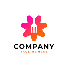 Fototapeta premium A logo combining a fork and a star. This logo is perfect for a food business.