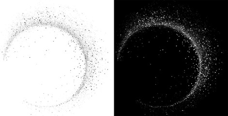 Silver glitter circle isolated on transparent background silver particles ring Overlay Silver glitter comet trail in a circular swirl. Shimmering ring of sparkly particles, empty space in the center © Pngs Mart