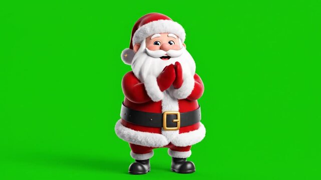 Animated santa claus character on green screen for holiday themes