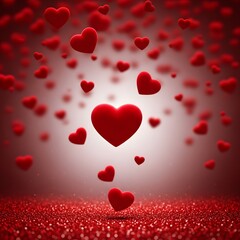 Obraz premium Romantic valentine's day background with floating red hearts