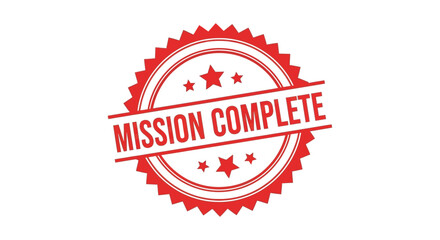Obraz premium A vibrant red badge or seal displays the text mission complete with surrounding star accents high quality professional