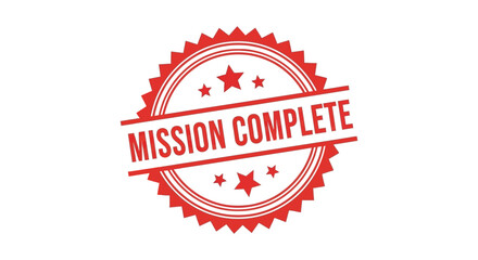 Obraz premium A vibrant red circular badge displays the text mission complete with a star motif indicating success high quality