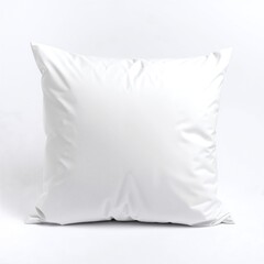 Obraz premium a soft white pillow resting on a wooden floor, gently lit from the side, showing subtle creases and a cozy, inviting texture