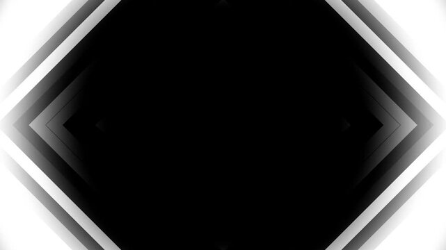 Abstract black and white concentric diamond tunnel pattern motion background loop