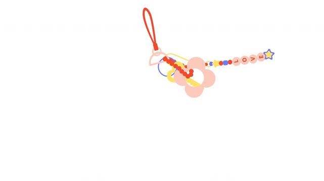 Cute Flower And Key Charm With Love Beads