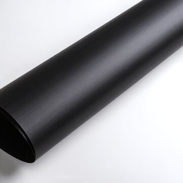 smooth matte black PVC plastic sheet lying flat, even surface, versatile for crafts, signage, and protective coverings