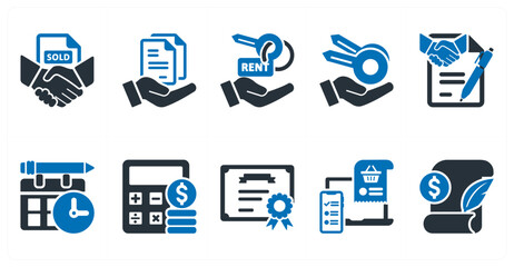 A set of 10 mix icons as sold, best proposal, rent