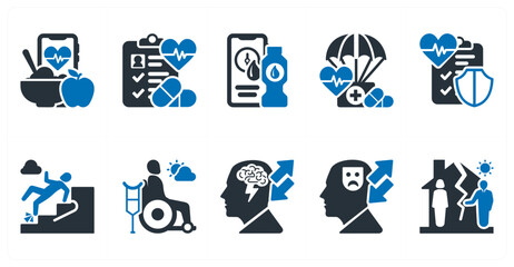 Fototapeta premium A set of 10 mix icons as healthy eating, patient chart