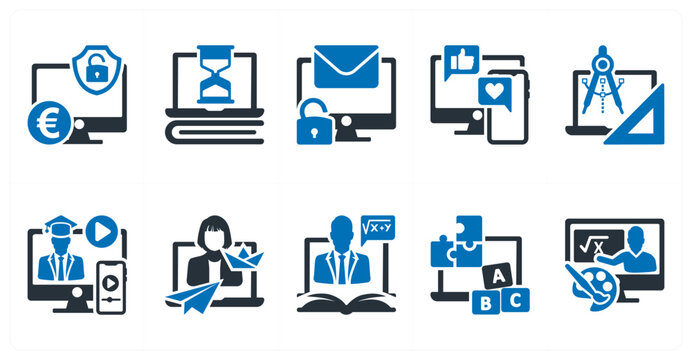 A set of 10 mix icons as insecurity, lack of time, information glut