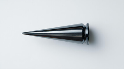 Metal cone-shaped industrial component isolated on neutral background, mechanical engineering concept.