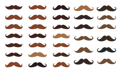 Mustache Vector Illustration Isolated on White Background