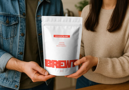 Coffee Packaging Mockup With Bold Design PSD