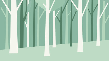 A frame of lush forest. Trees. Message card. Copy space. Simple and charming Scandinavian-style illustration.