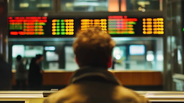 Trading schedule board displays activity in digital stock market as traders analyze data, trading schedule on the stock market of the digital cryptocurrency exchange
