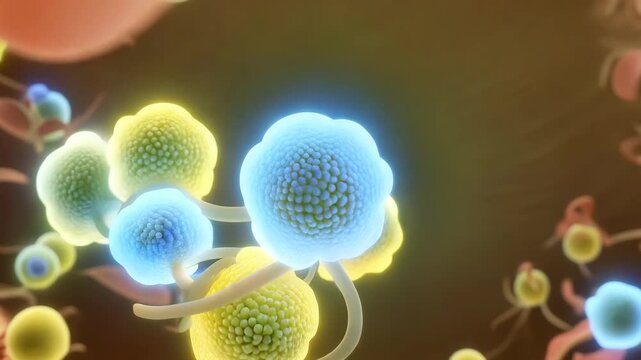 Inner Garden Microbiome Ecosystem in Translucent Vessel (Abstract Cross Section)