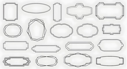 Obraz premium Line Art Vector of Various Decorative Frames on White