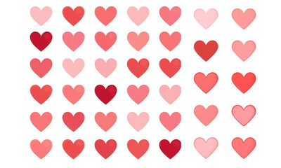 Multiple Heart Vector Illustrations on White Background