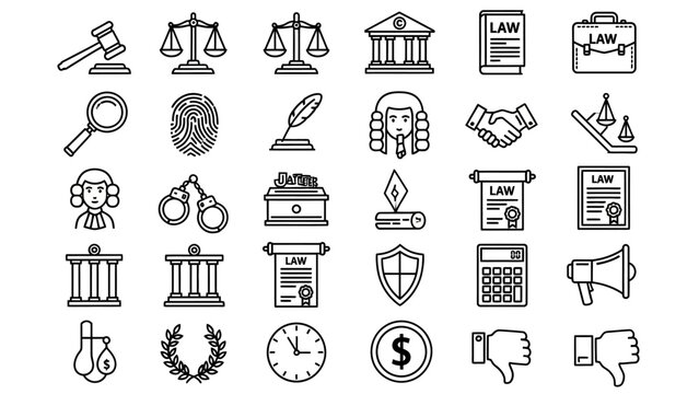 law legal justice icons symbols.